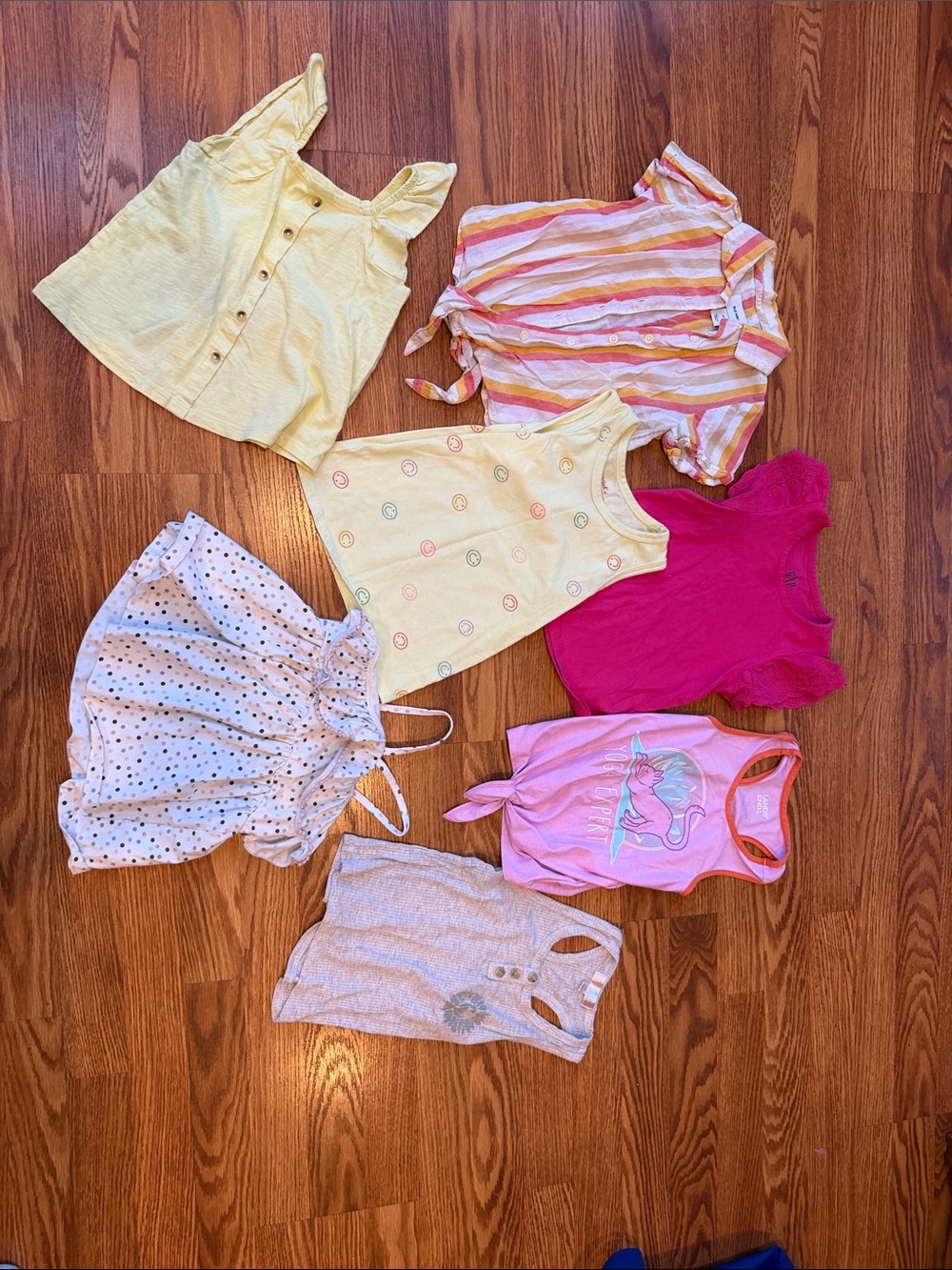 Bundle Summer Girls Mixed Tank & Top Bundle in Yellow, Pink and Cream